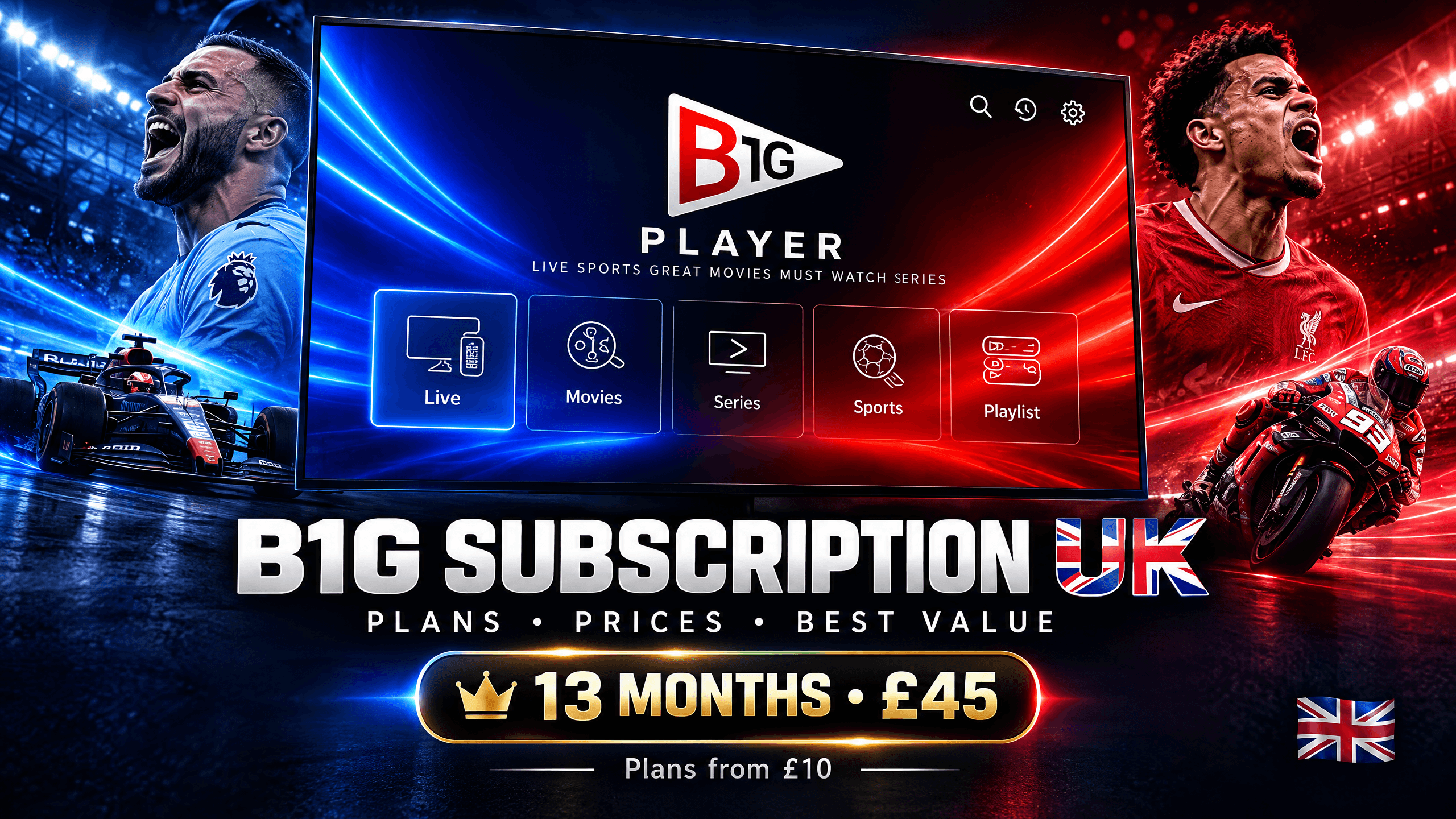B1G Subscription UK plans and prices comparison for B1G IPTV